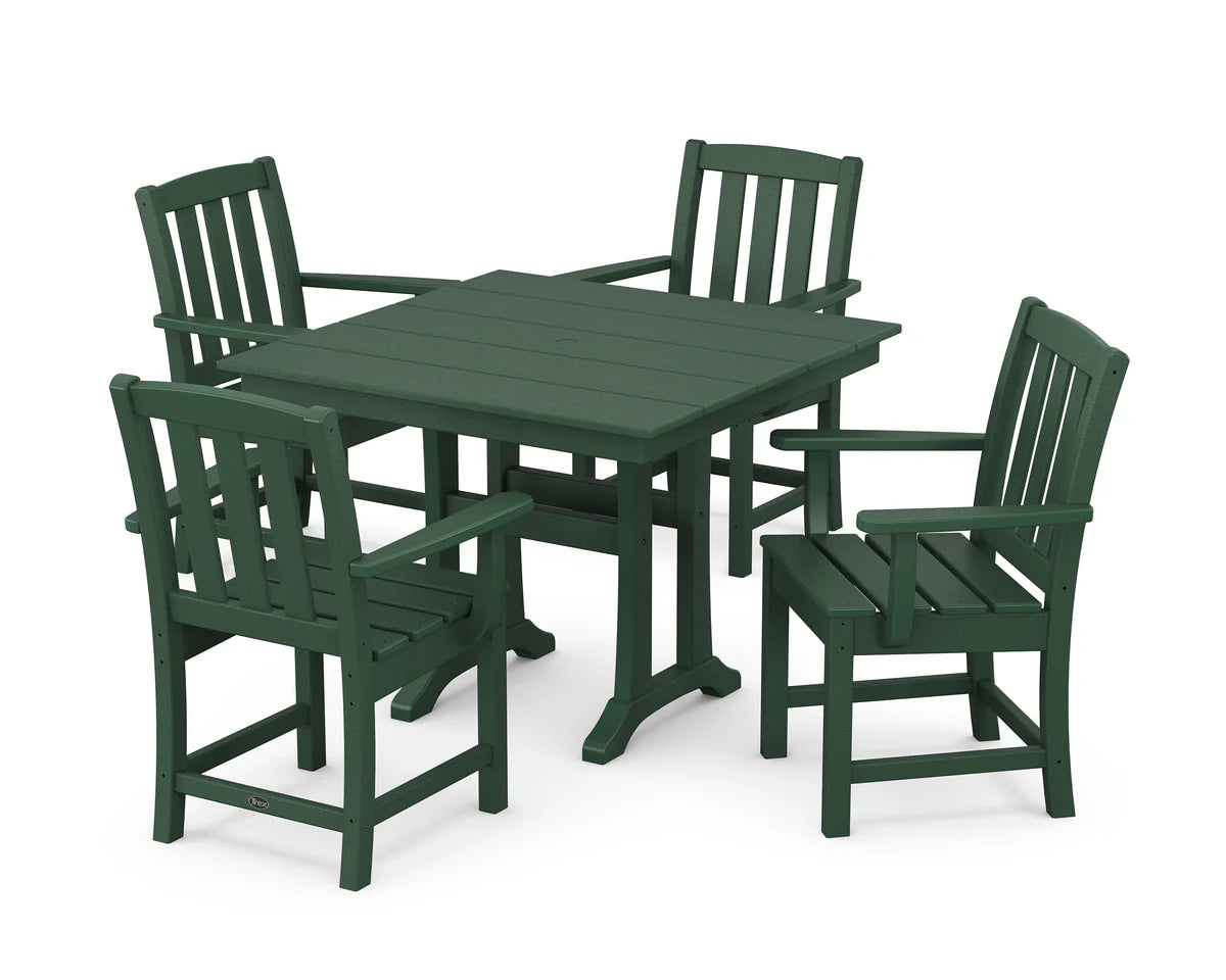 Cape Cod 5-Piece Farmhouse Dining Set with Trestle Legs