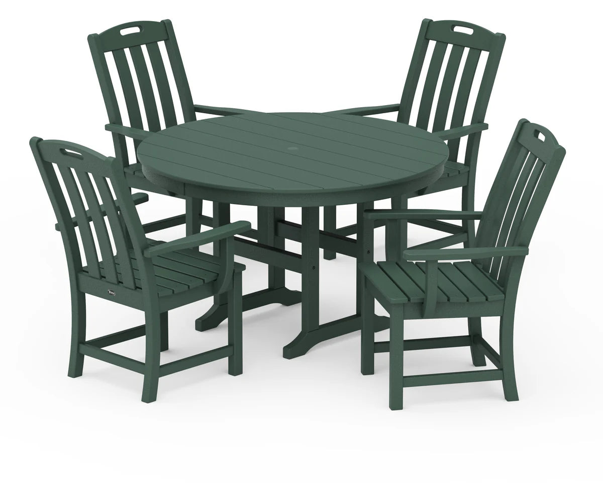 Yacht Club 5-Piece Round Arm Chair Dining Set