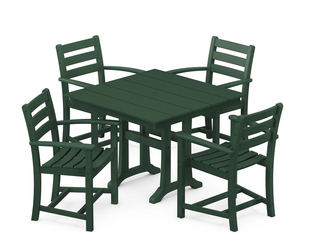 Monterey Bay 5-Piece Farmhouse Trestle Arm Chair Dining Set