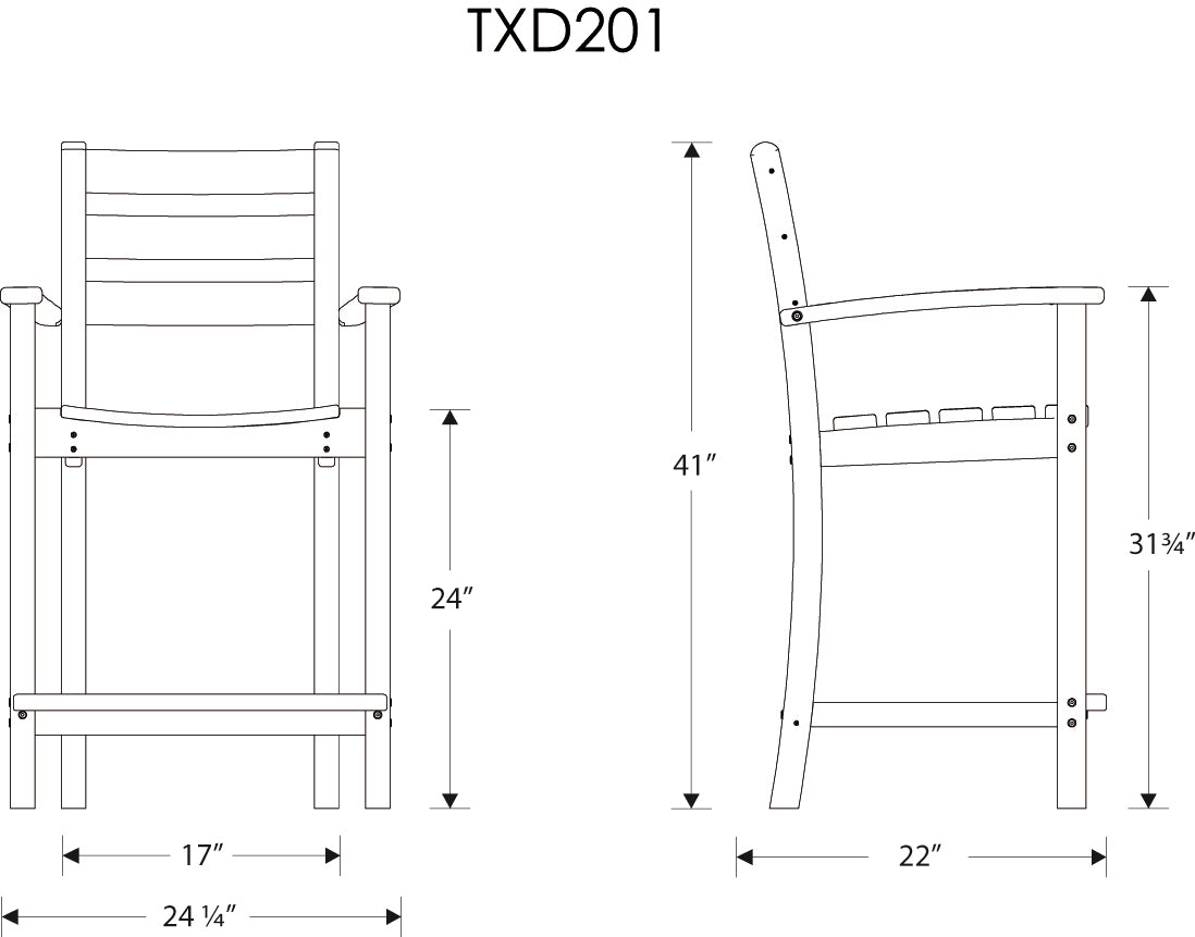 Monterey Bay 7-Piece Farmhouse Arm Chair Counter Set