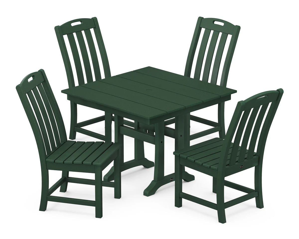 Yacht Club 5-Piece Farmhouse Trestle Side Chair Dining Set