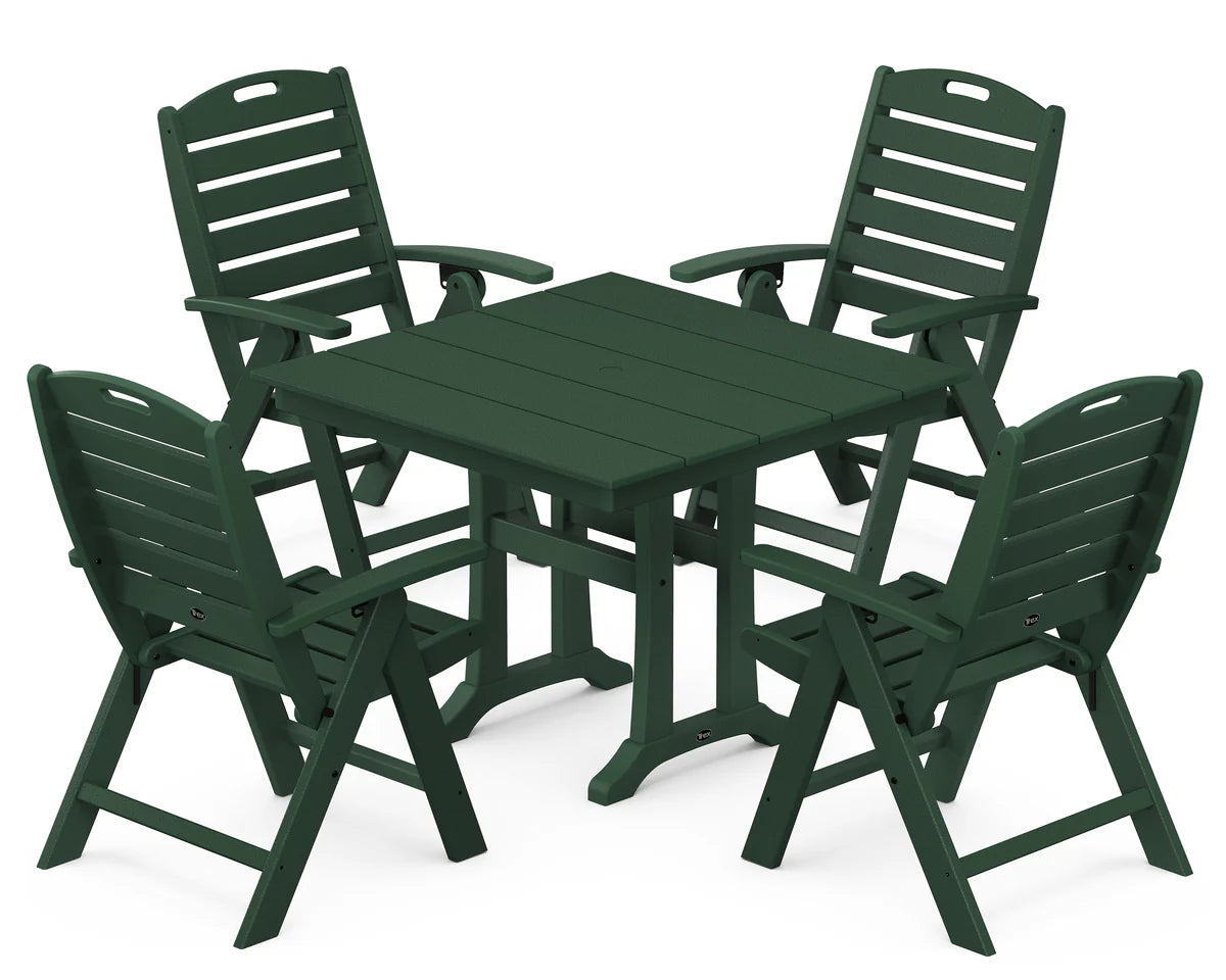 Yacht Club Highback 5-Piece Farmhouse Trestle Dining Set