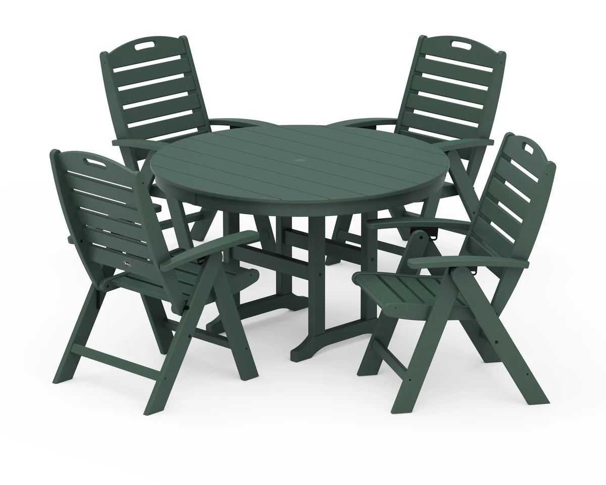 Yacht Club Highback 5-Piece Round Dining Set