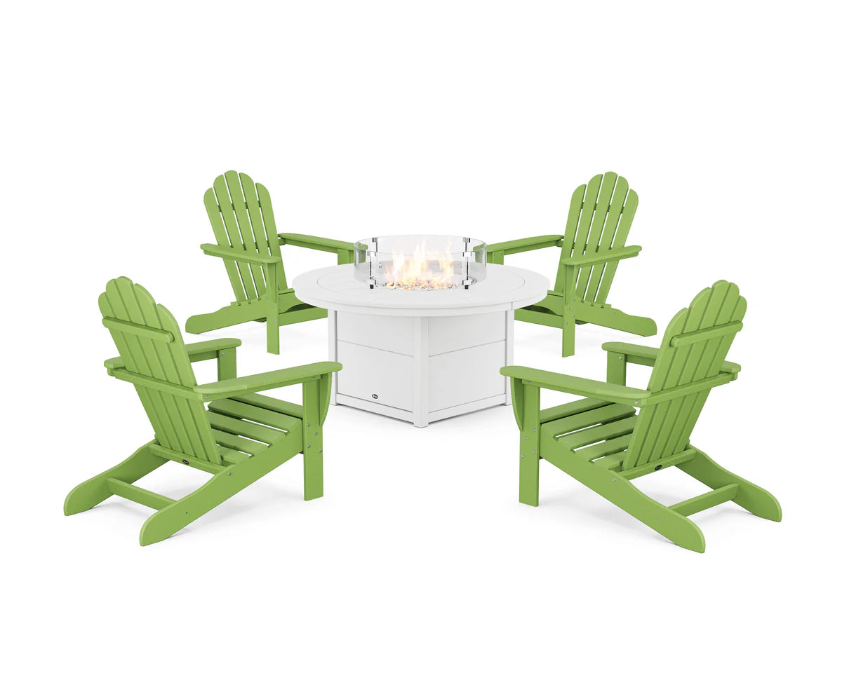 5-Piece Monterey Bay Adirondack Conversation Set with Fire Pit Table