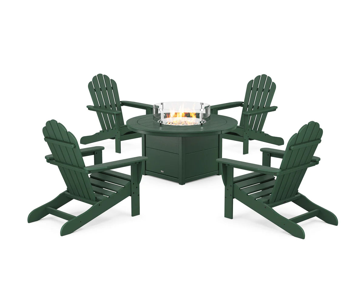 5-Piece Monterey Bay Adirondack Conversation Set with Fire Pit Table
