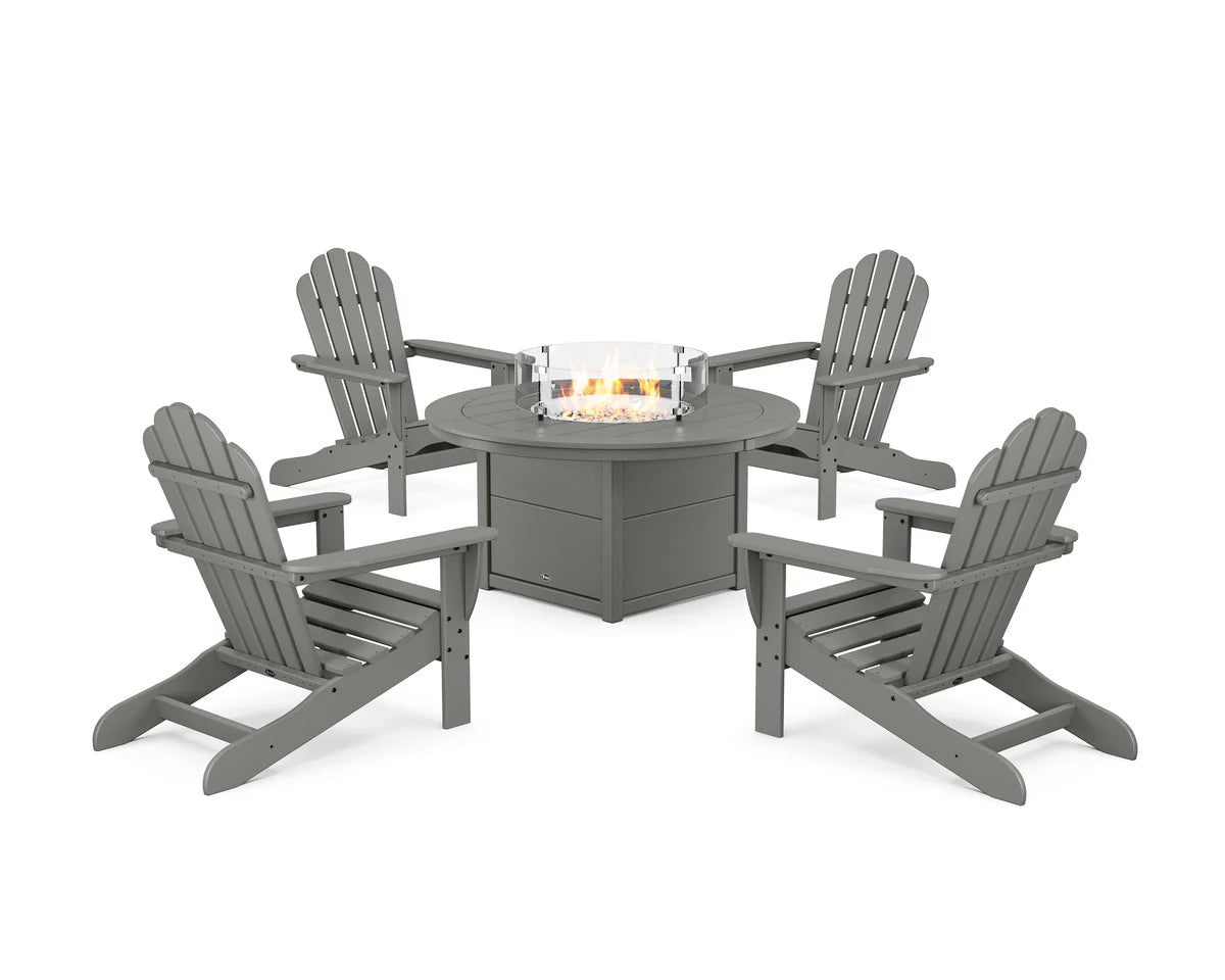 5-Piece Monterey Bay Adirondack Conversation Set with Fire Pit Table