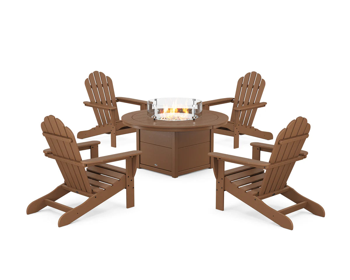 5-Piece Monterey Bay Adirondack Conversation Set with Fire Pit Table