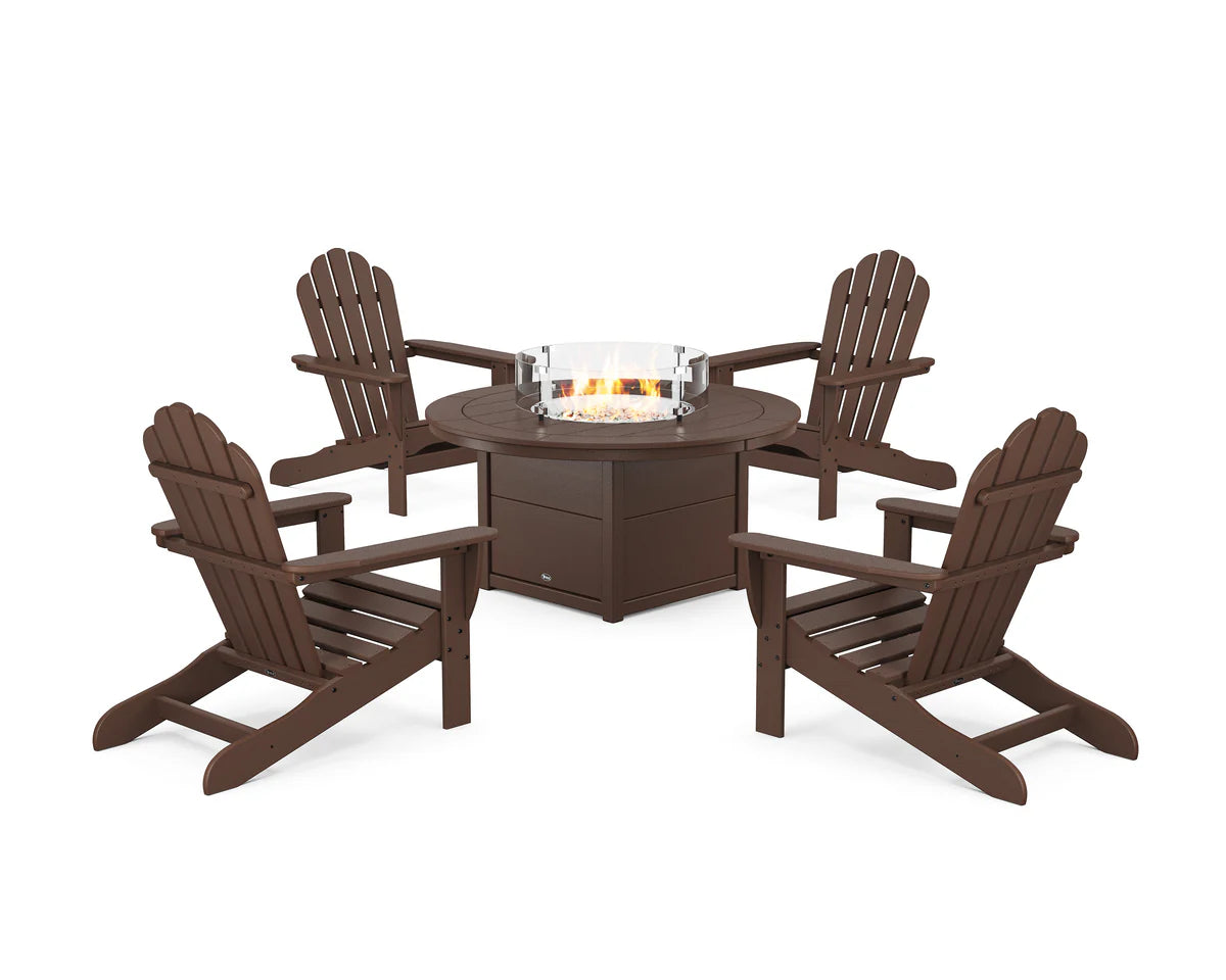 5-Piece Monterey Bay Adirondack Conversation Set with Fire Pit Table