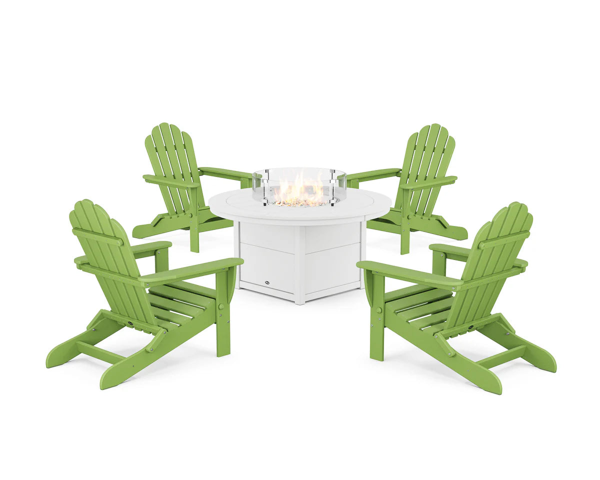 5-Piece Monterey Bay Folding Adirondack Conversation Set with Fire Pit Table