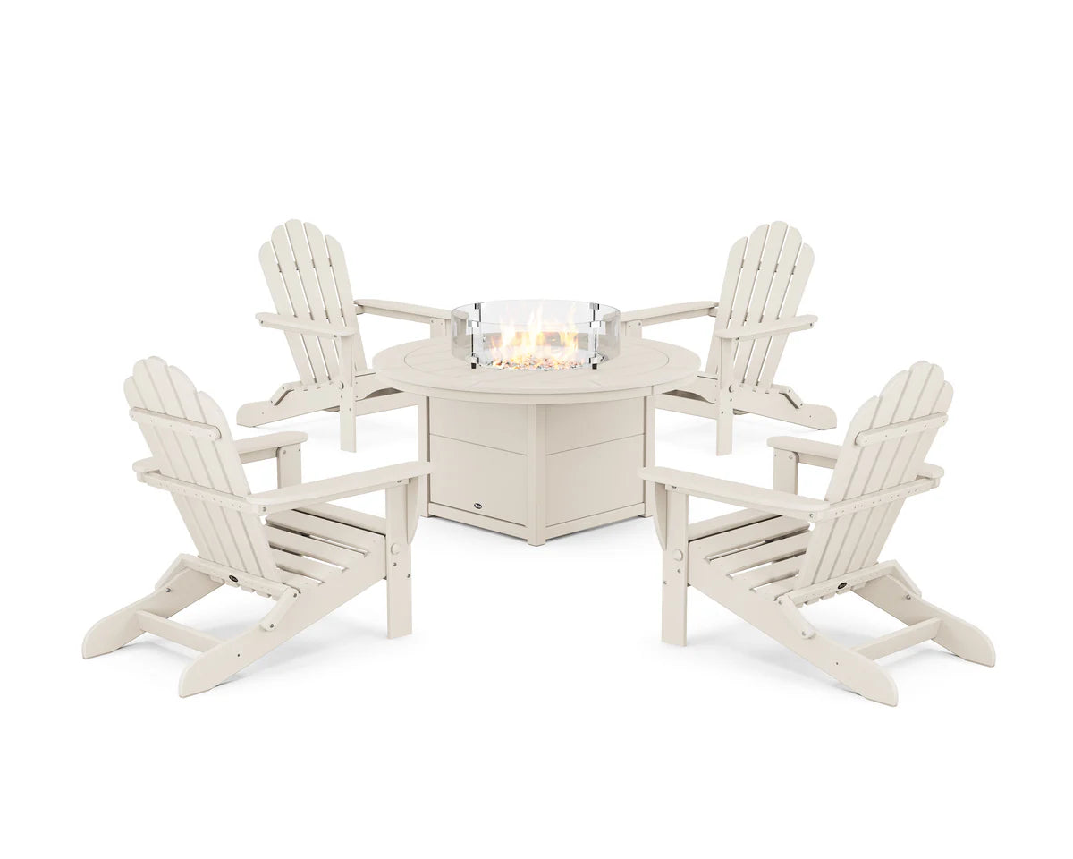 5-Piece Monterey Bay Folding Adirondack Conversation Set with Fire Pit Table