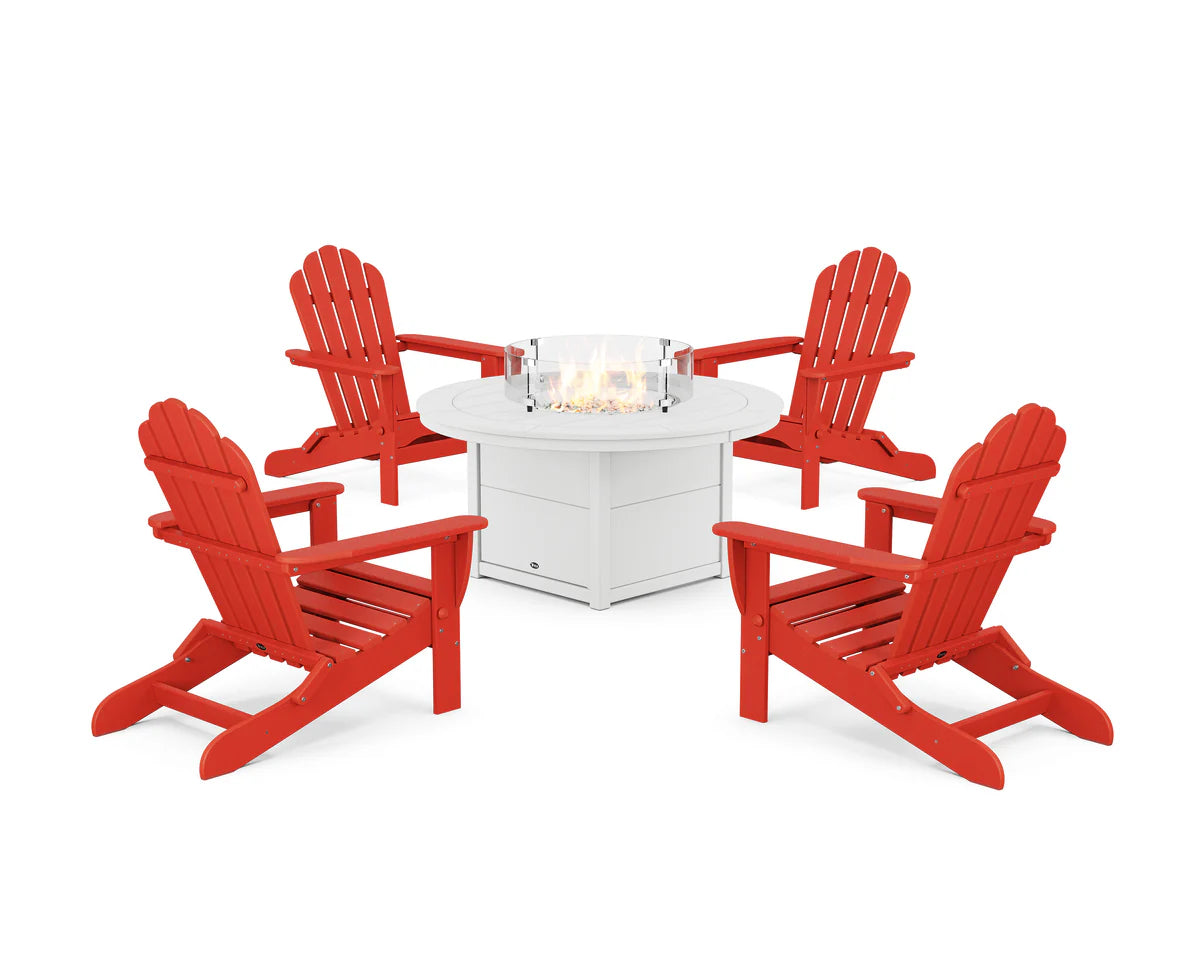 5-Piece Monterey Bay Folding Adirondack Conversation Set with Fire Pit Table