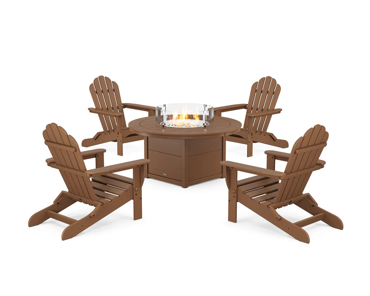 5-Piece Monterey Bay Folding Adirondack Conversation Set with Fire Pit Table