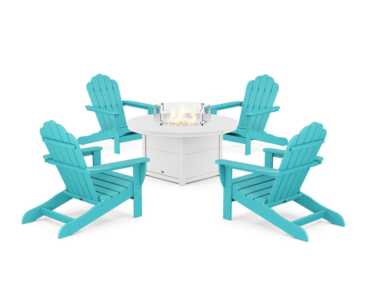 5-Piece Monterey Bay Oversized Adirondack Conversation Set with Fire Pit Table