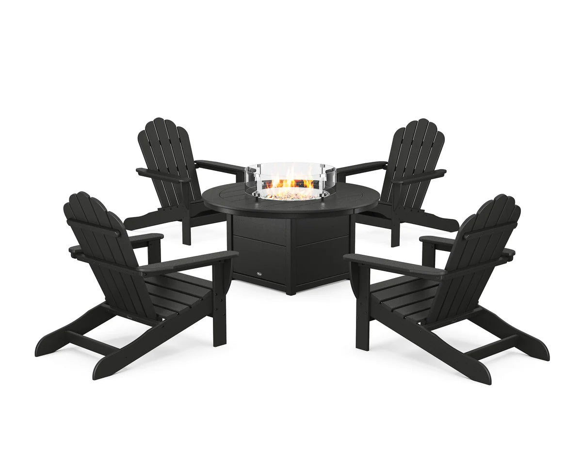 5-Piece Monterey Bay Oversized Adirondack Conversation Set with Fire Pit Table