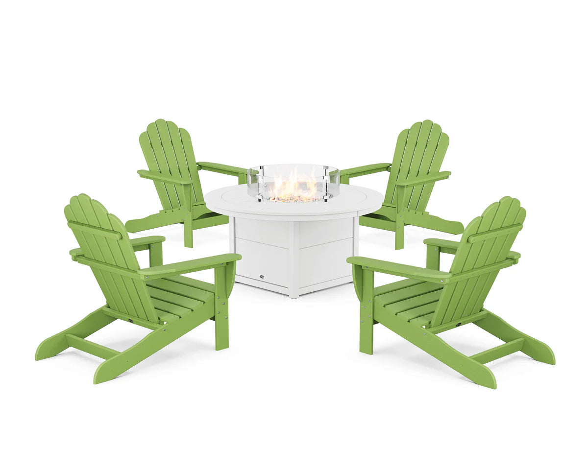 5-Piece Monterey Bay Oversized Adirondack Conversation Set with Fire Pit Table