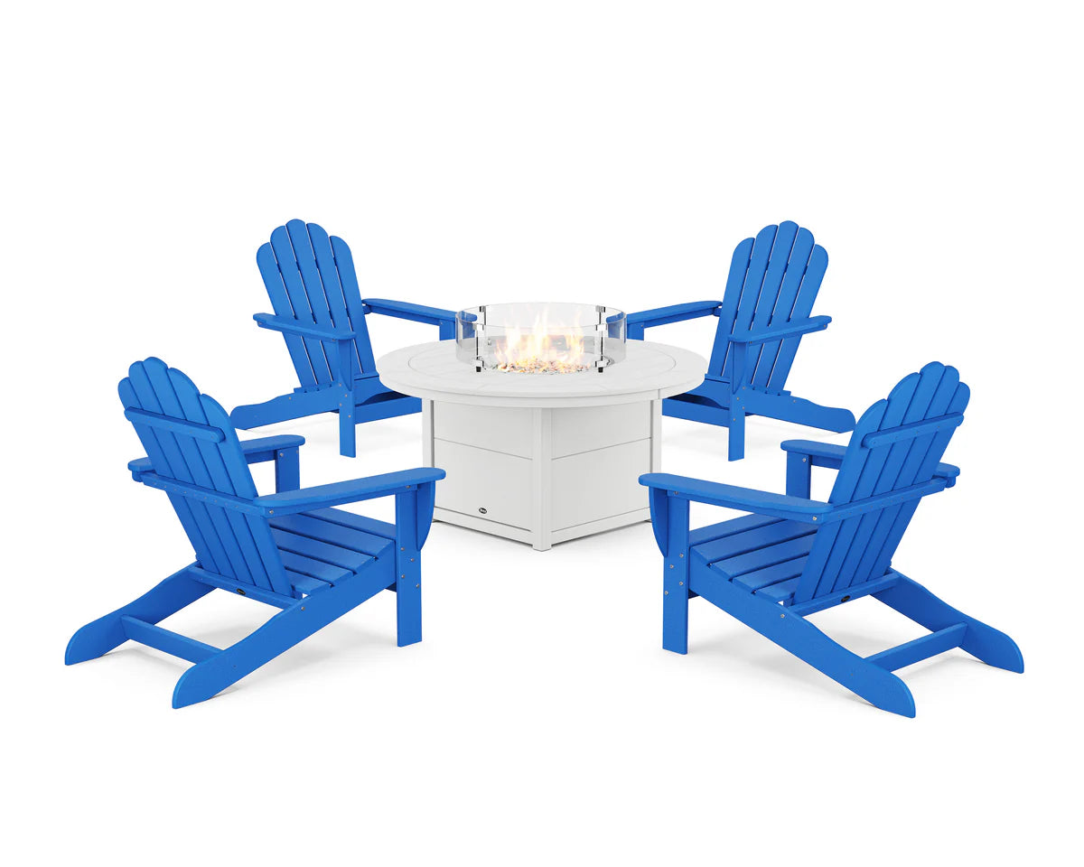5-Piece Monterey Bay Oversized Adirondack Conversation Set with Fire Pit Table