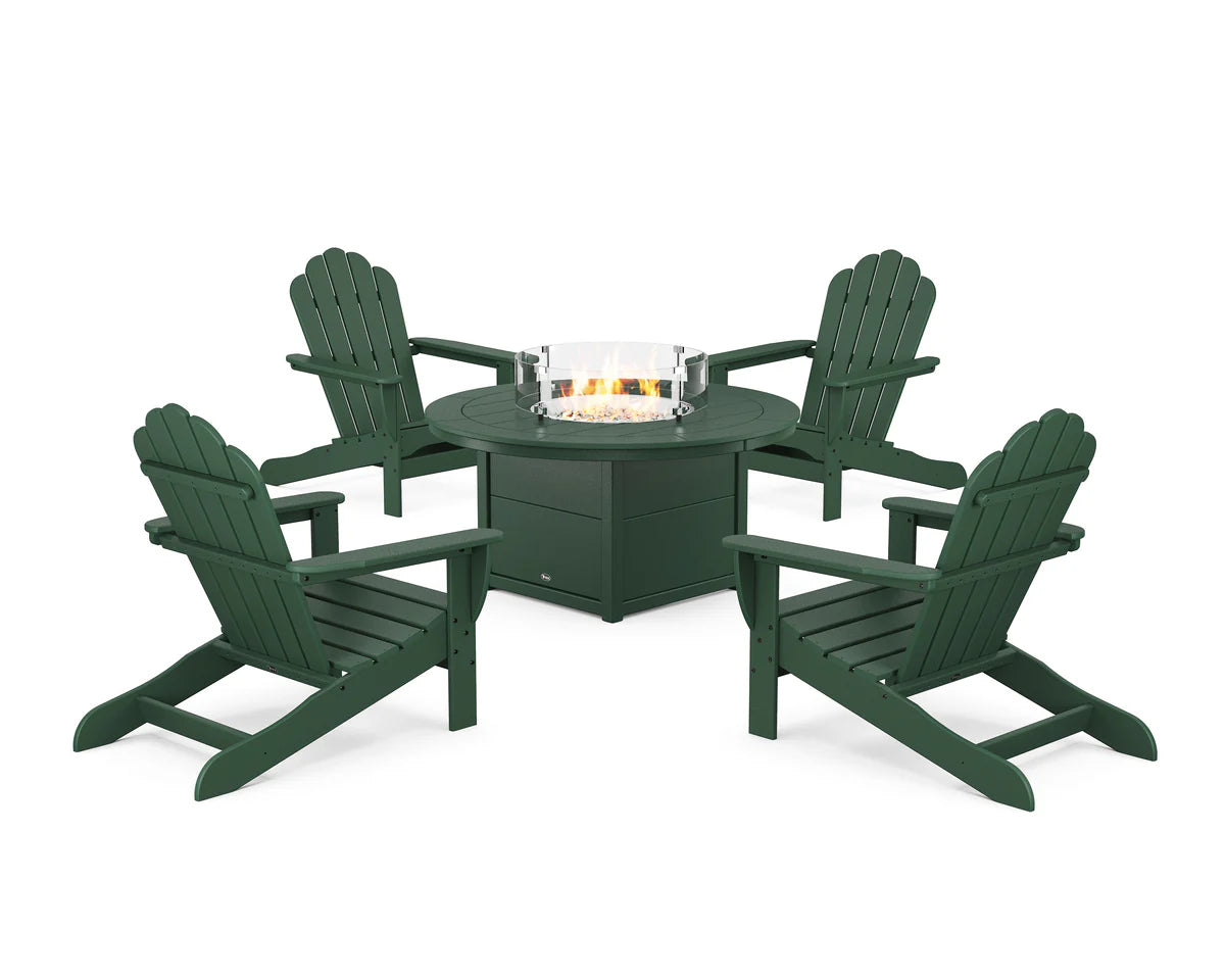 5-Piece Monterey Bay Oversized Adirondack Conversation Set with Fire Pit Table
