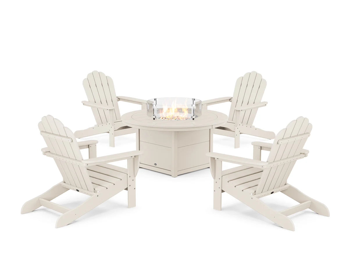 5-Piece Monterey Bay Oversized Adirondack Conversation Set with Fire Pit Table