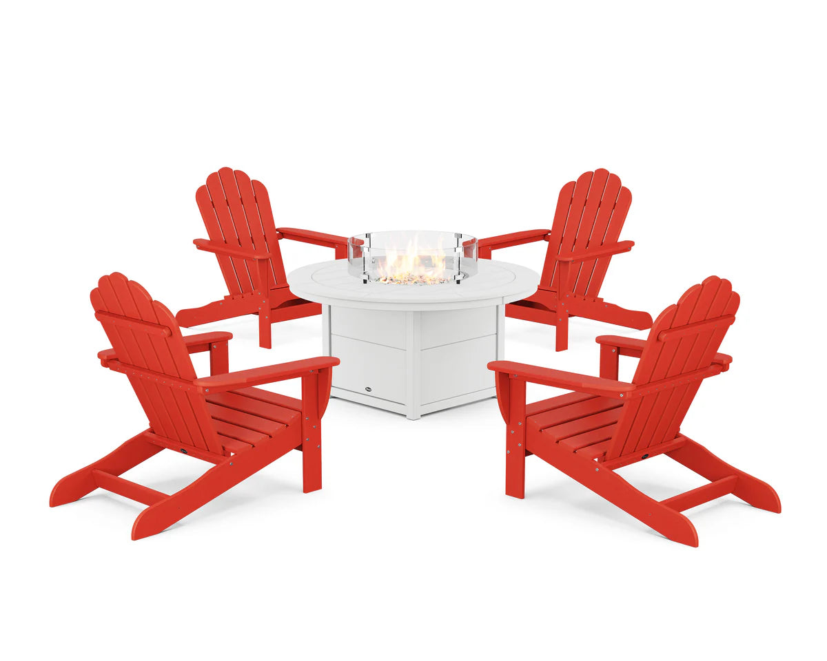 5-Piece Monterey Bay Oversized Adirondack Conversation Set with Fire Pit Table