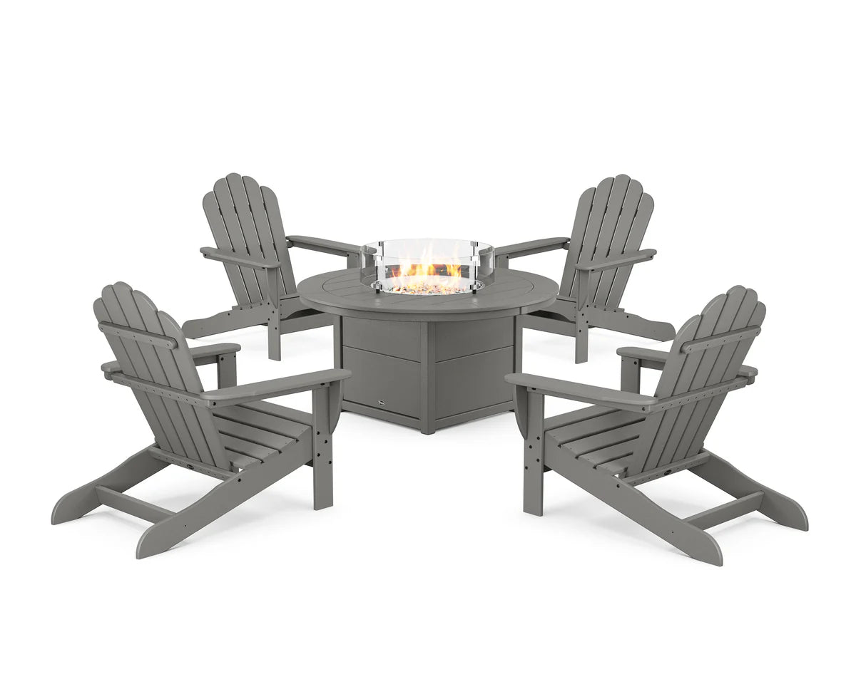 5-Piece Monterey Bay Oversized Adirondack Conversation Set with Fire Pit Table