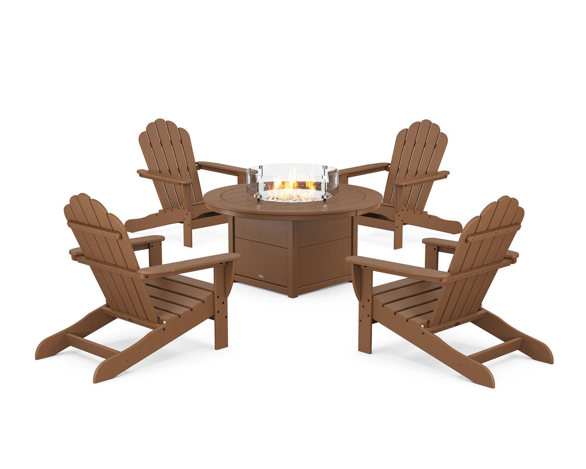 5-Piece Monterey Bay Oversized Adirondack Conversation Set with Fire Pit Table