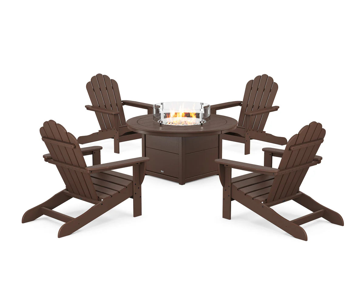 5-Piece Monterey Bay Oversized Adirondack Conversation Set with Fire Pit Table