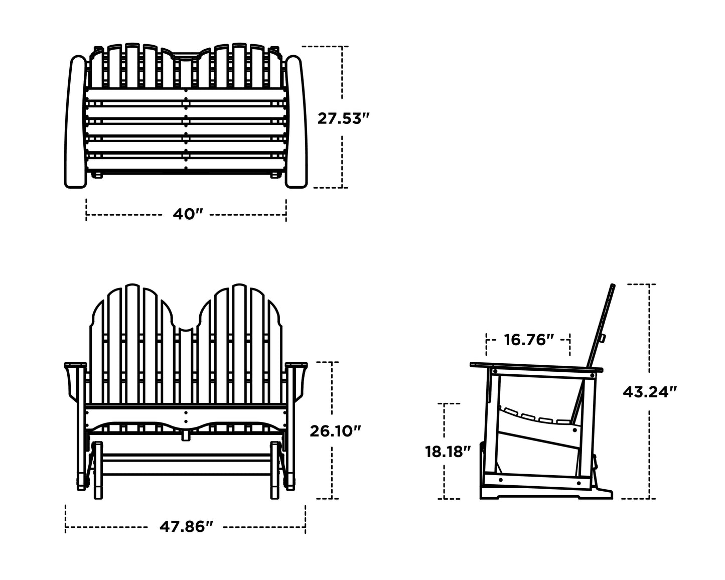 Cape Cod 48" Adirondack Glider