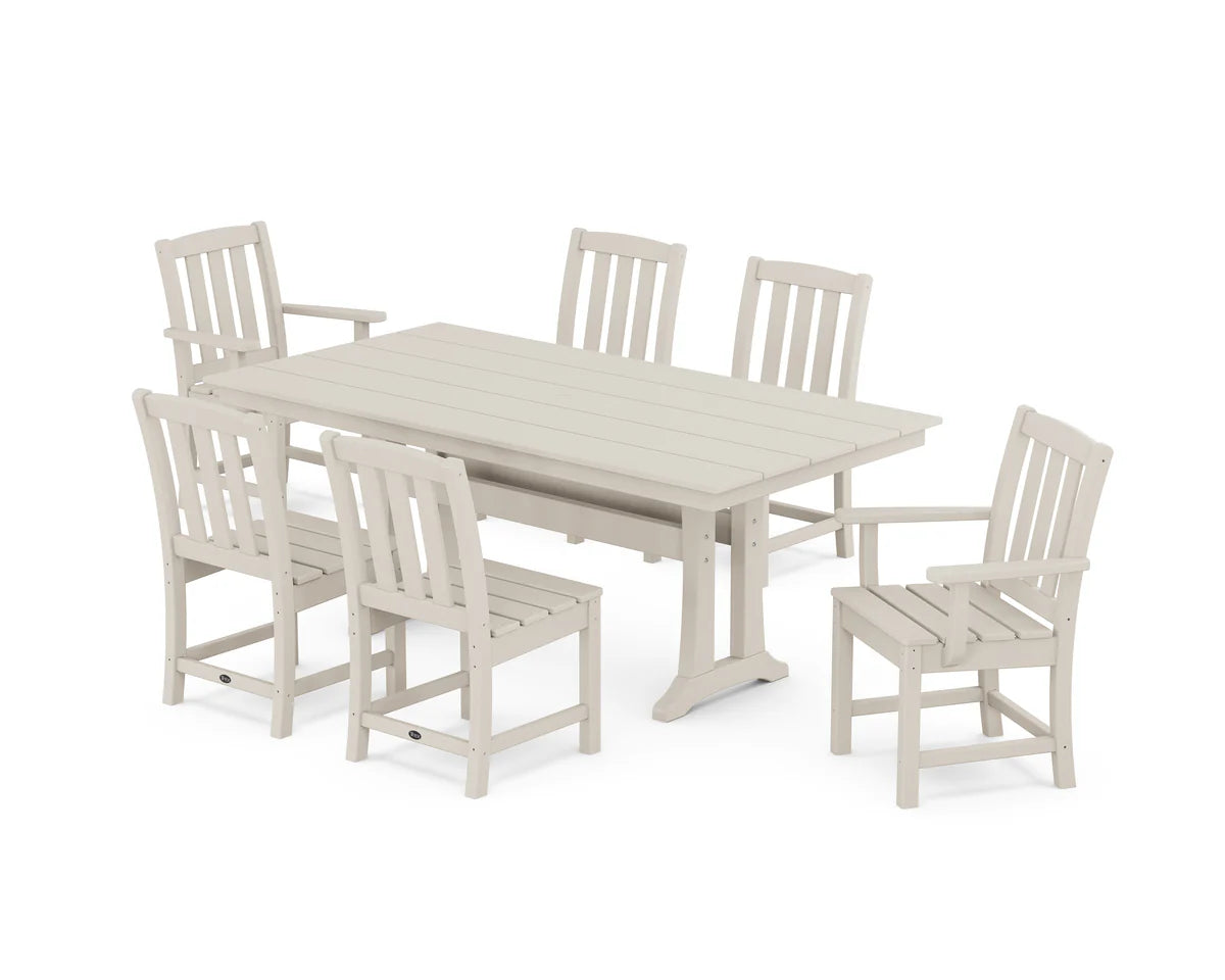 Cape Cod 7-Piece Farmhouse Dining Set with Trestle Legs