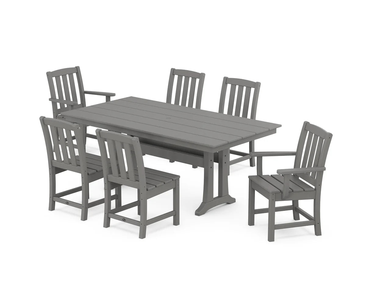 Cape Cod 7-Piece Farmhouse Dining Set with Trestle Legs