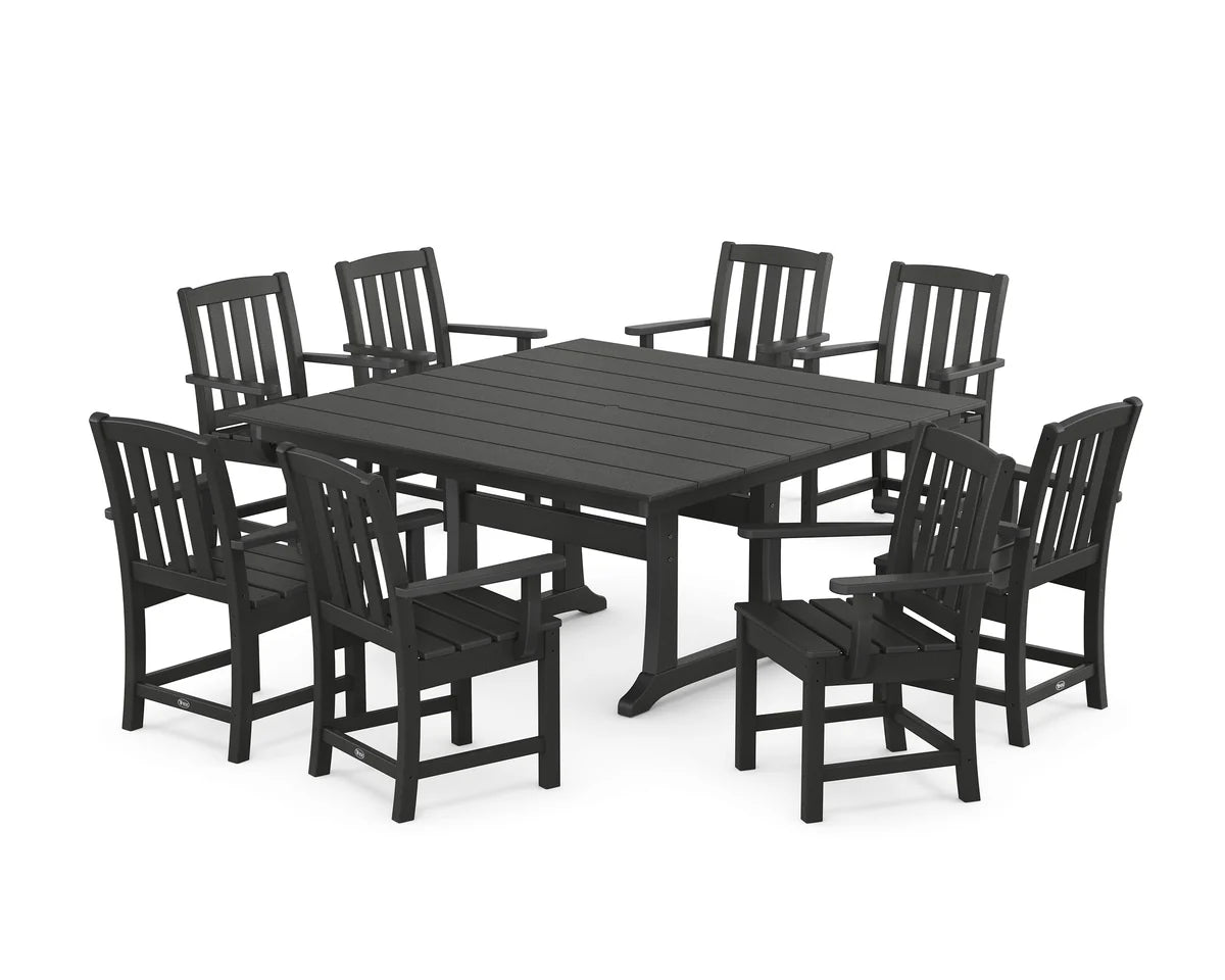 Cape Cod 9-Piece Square Farmhouse Dining Set with Trestle Legs