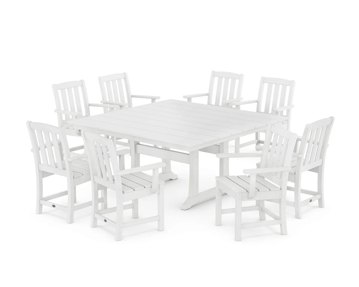 Cape Cod 9-Piece Square Farmhouse Dining Set with Trestle Legs