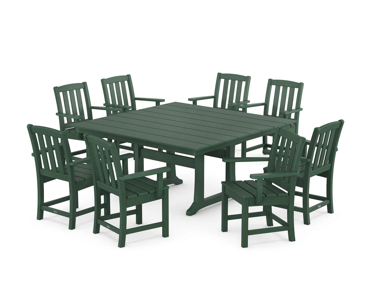 Cape Cod 9-Piece Square Farmhouse Dining Set with Trestle Legs