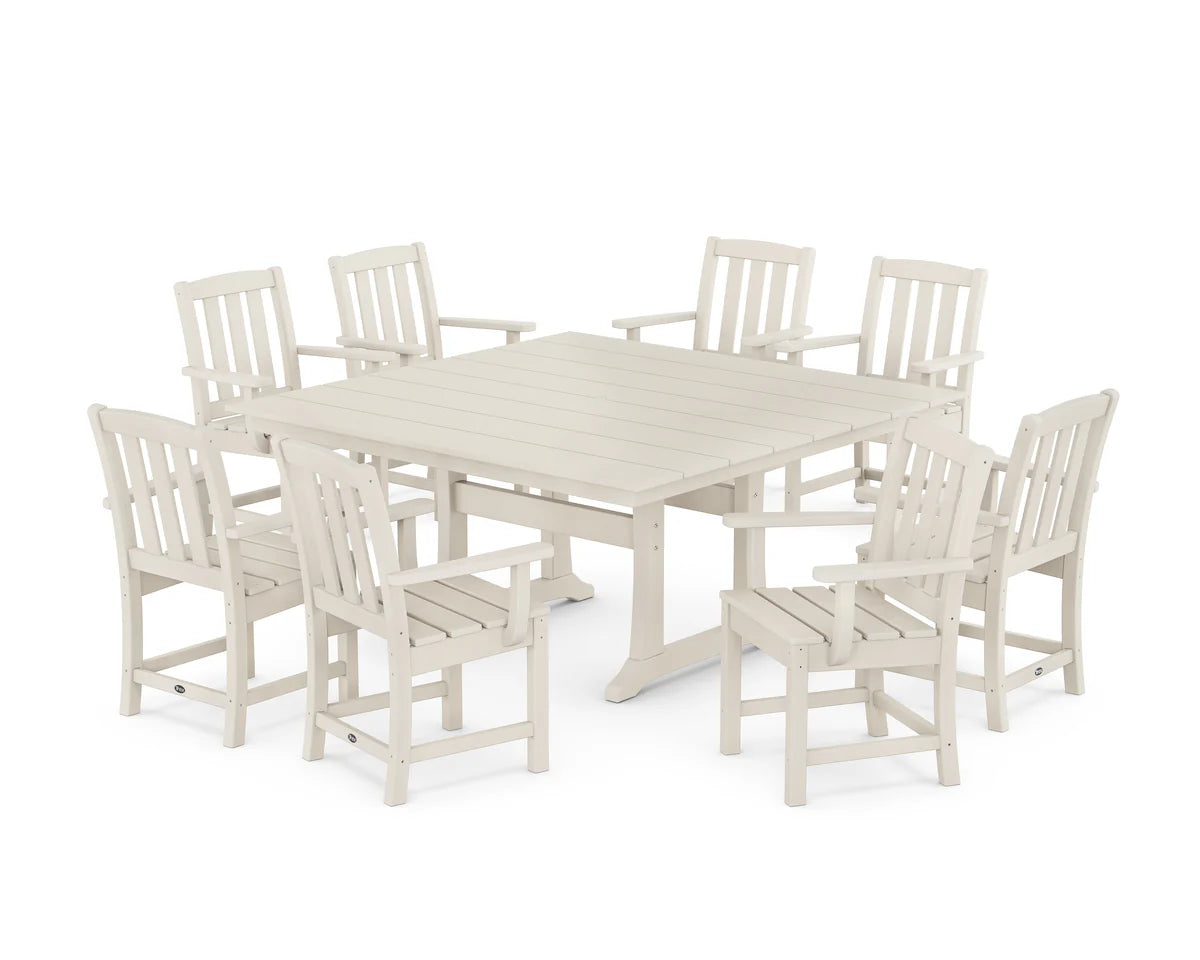 Cape Cod 9-Piece Square Farmhouse Dining Set with Trestle Legs