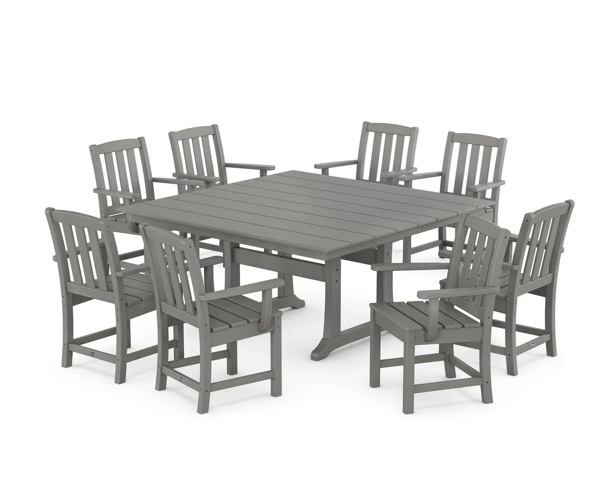 Cape Cod 9-Piece Square Farmhouse Dining Set with Trestle Legs