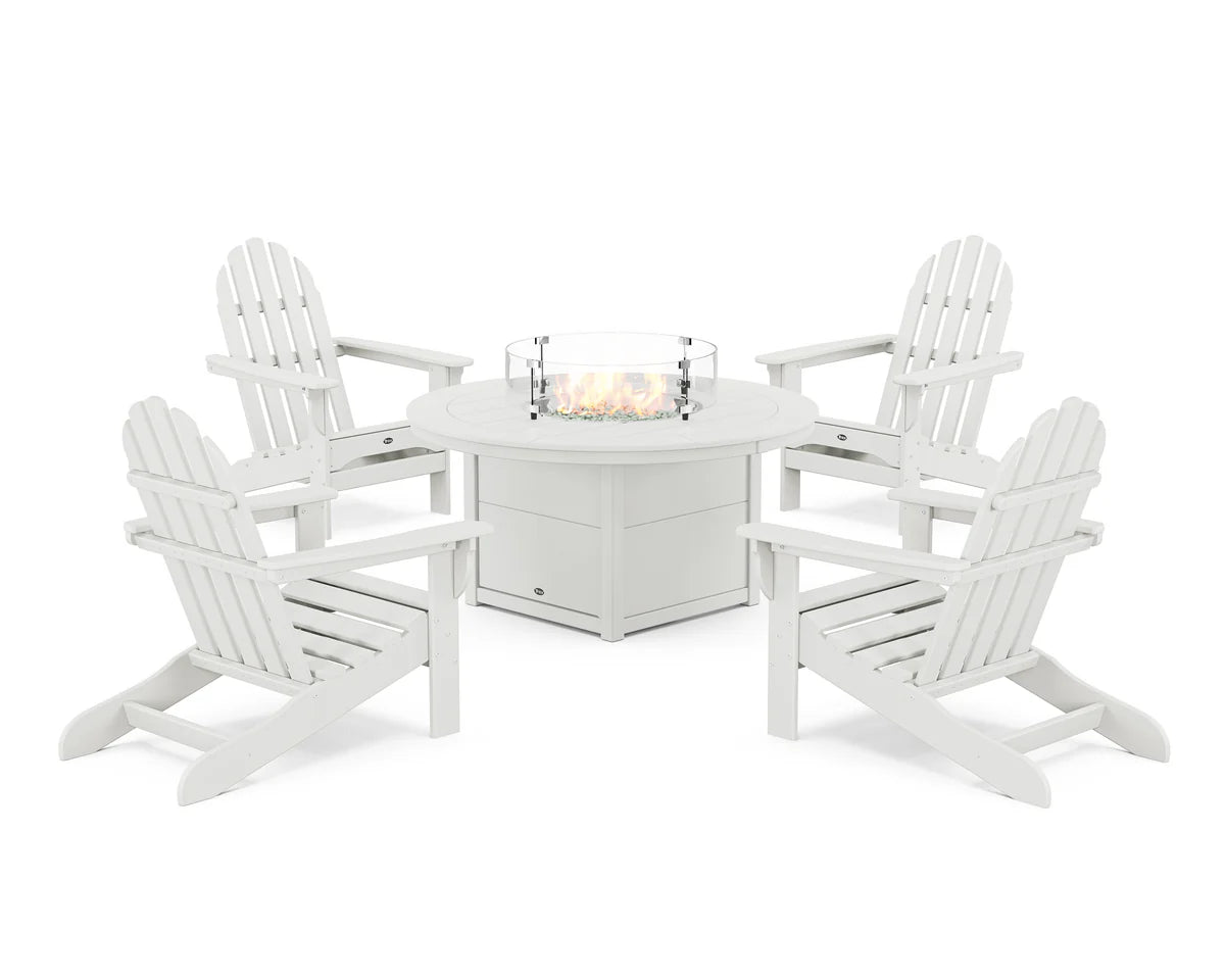 Cape Cod Adirondack 5-Piece Set with Round Fire Pit Table