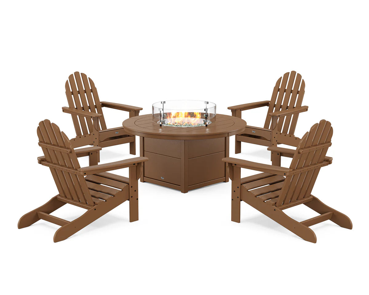 Cape Cod Adirondack 5-Piece Set with Round Fire Pit Table