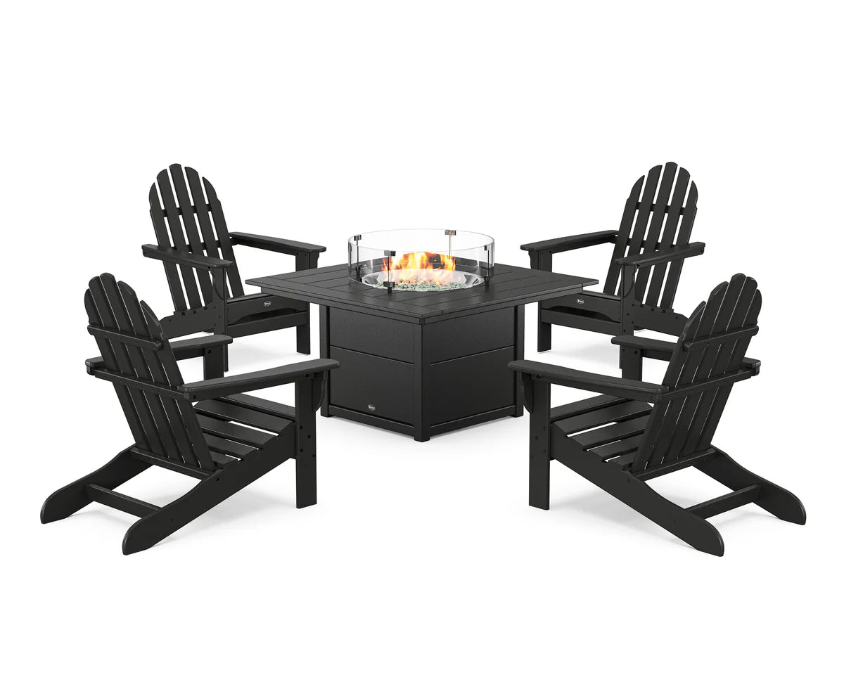 Cape Cod Adirondack 5-Piece Set with Square Fire Pit Table