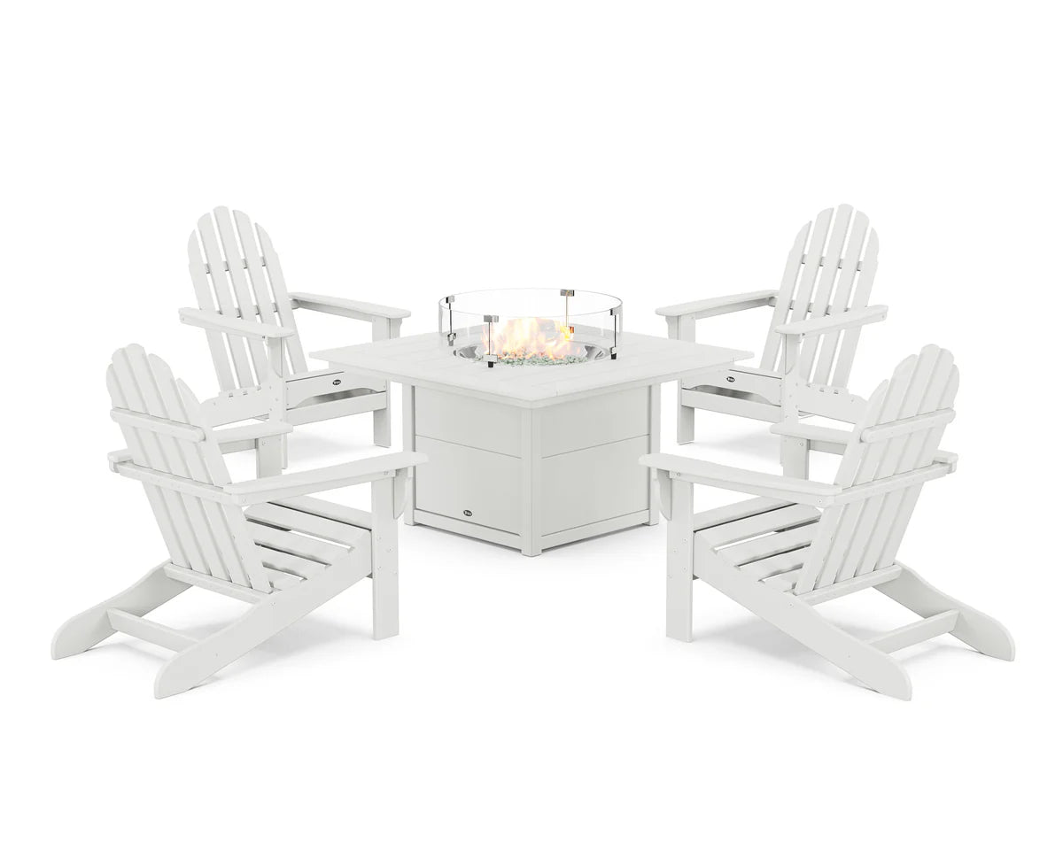 Cape Cod Adirondack 5-Piece Set with Square Fire Pit Table