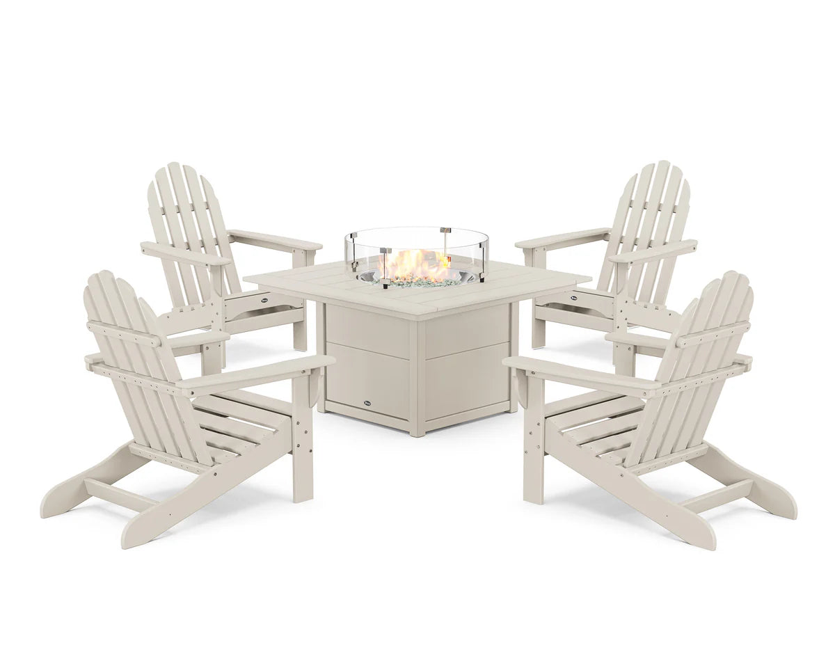 Cape Cod Adirondack 5-Piece Set with Square Fire Pit Table