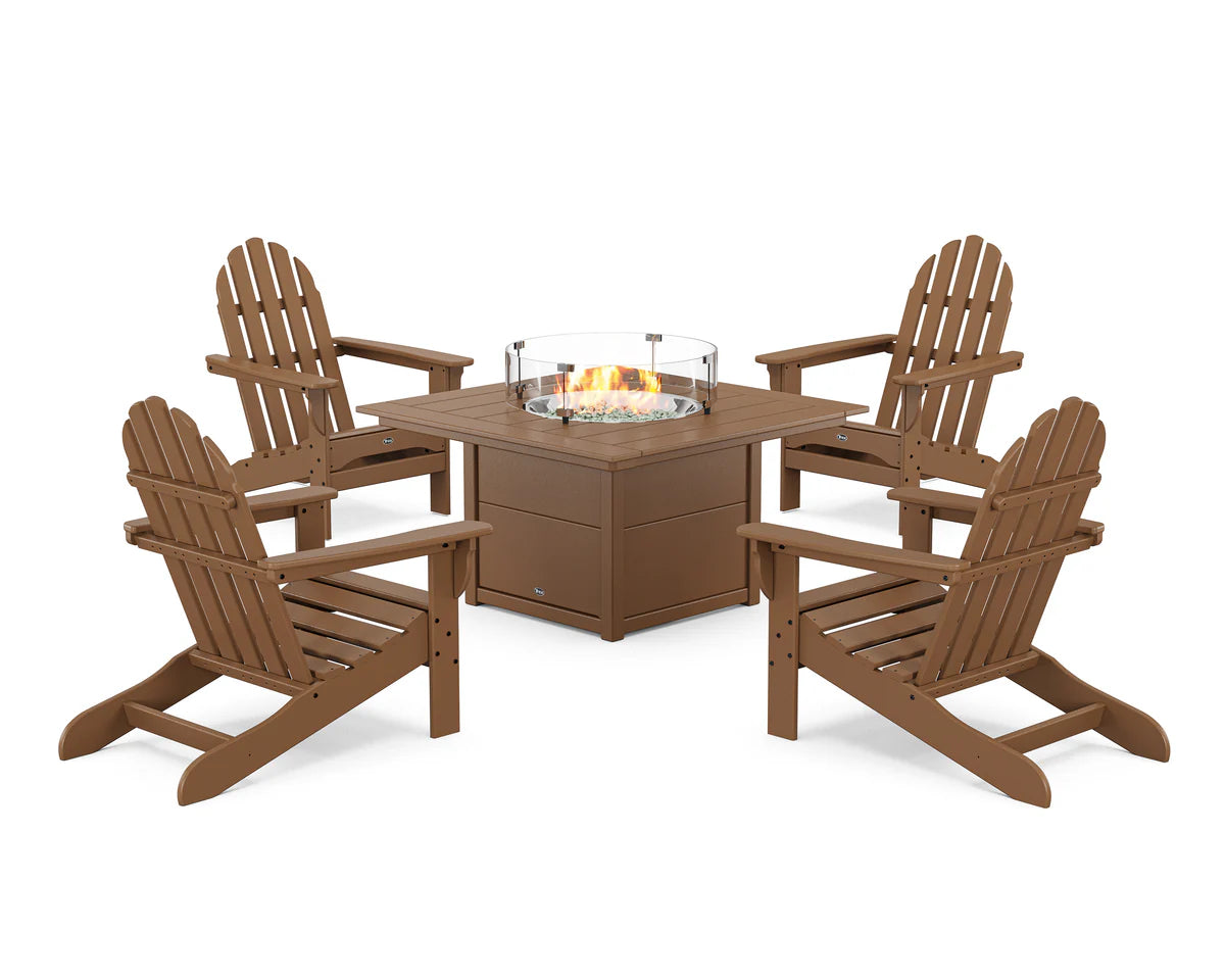 Cape Cod Adirondack 5-Piece Set with Square Fire Pit Table