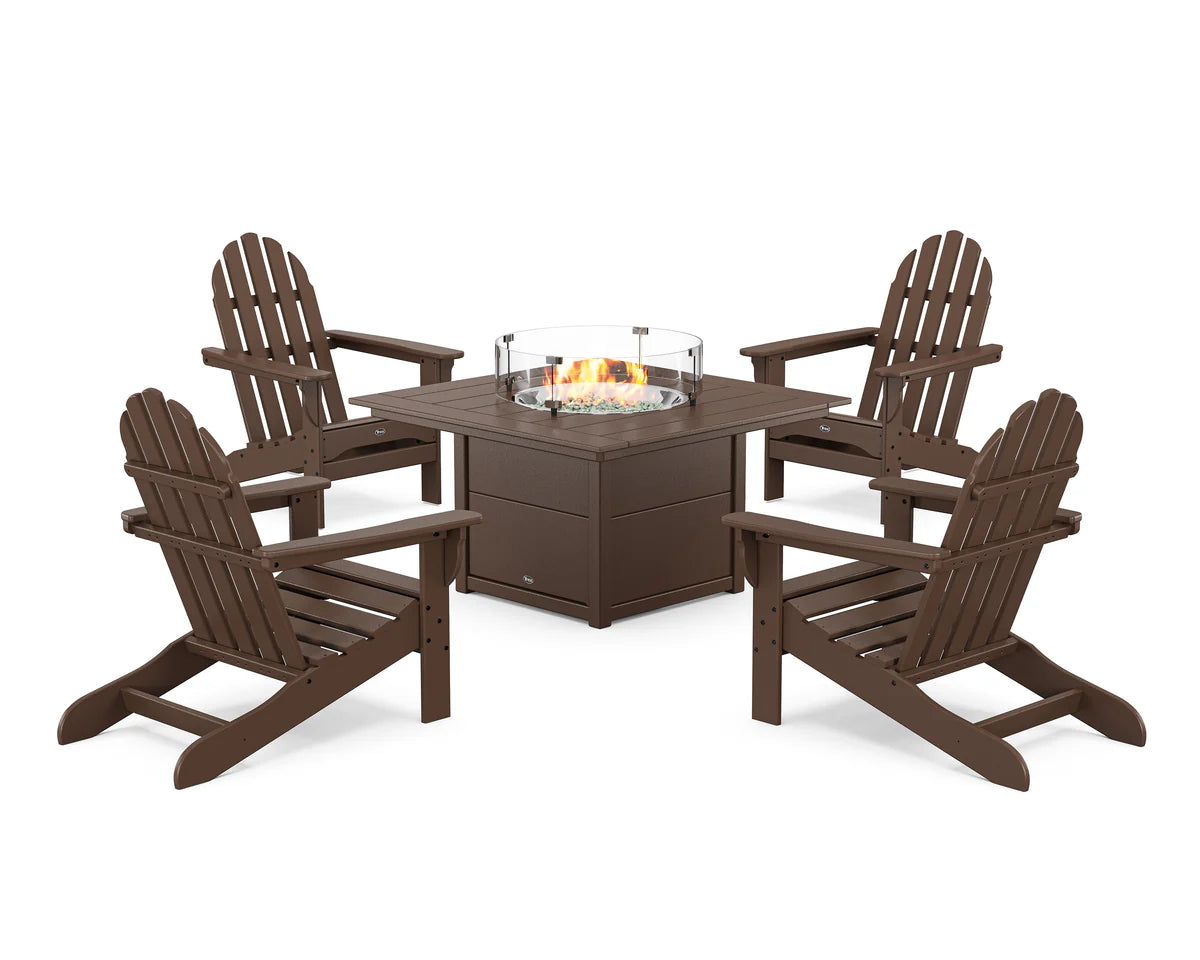Cape Cod Adirondack 5-Piece Set with Square Fire Pit Table