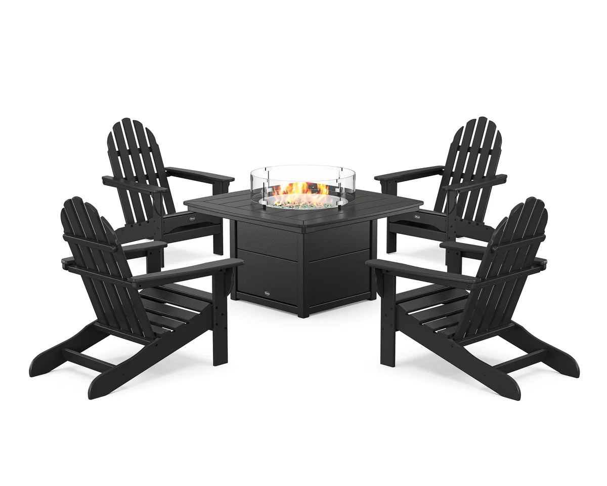 Cape Cod Adirondack 5-Piece Set with Yacht Club Fire Pit Table