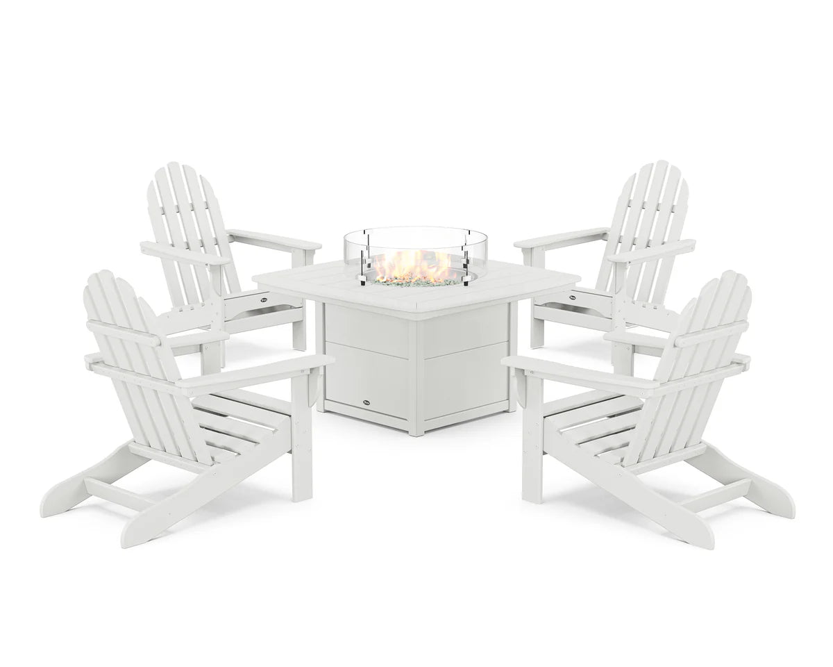 Cape Cod Adirondack 5-Piece Set with Yacht Club Fire Pit Table