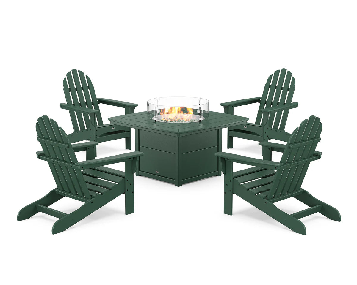 Cape Cod Adirondack 5-Piece Set with Yacht Club Fire Pit Table