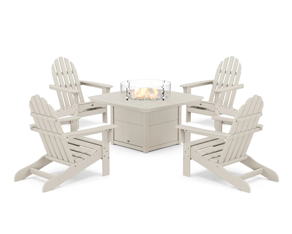 Cape Cod Adirondack 5-Piece Set with Yacht Club Fire Pit Table