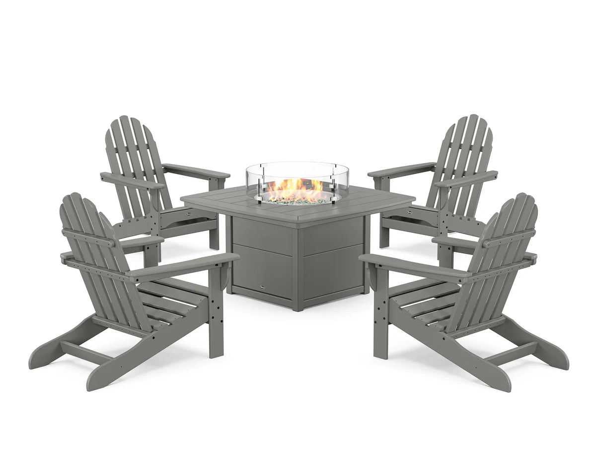 Cape Cod Adirondack 5-Piece Set with Yacht Club Fire Pit Table