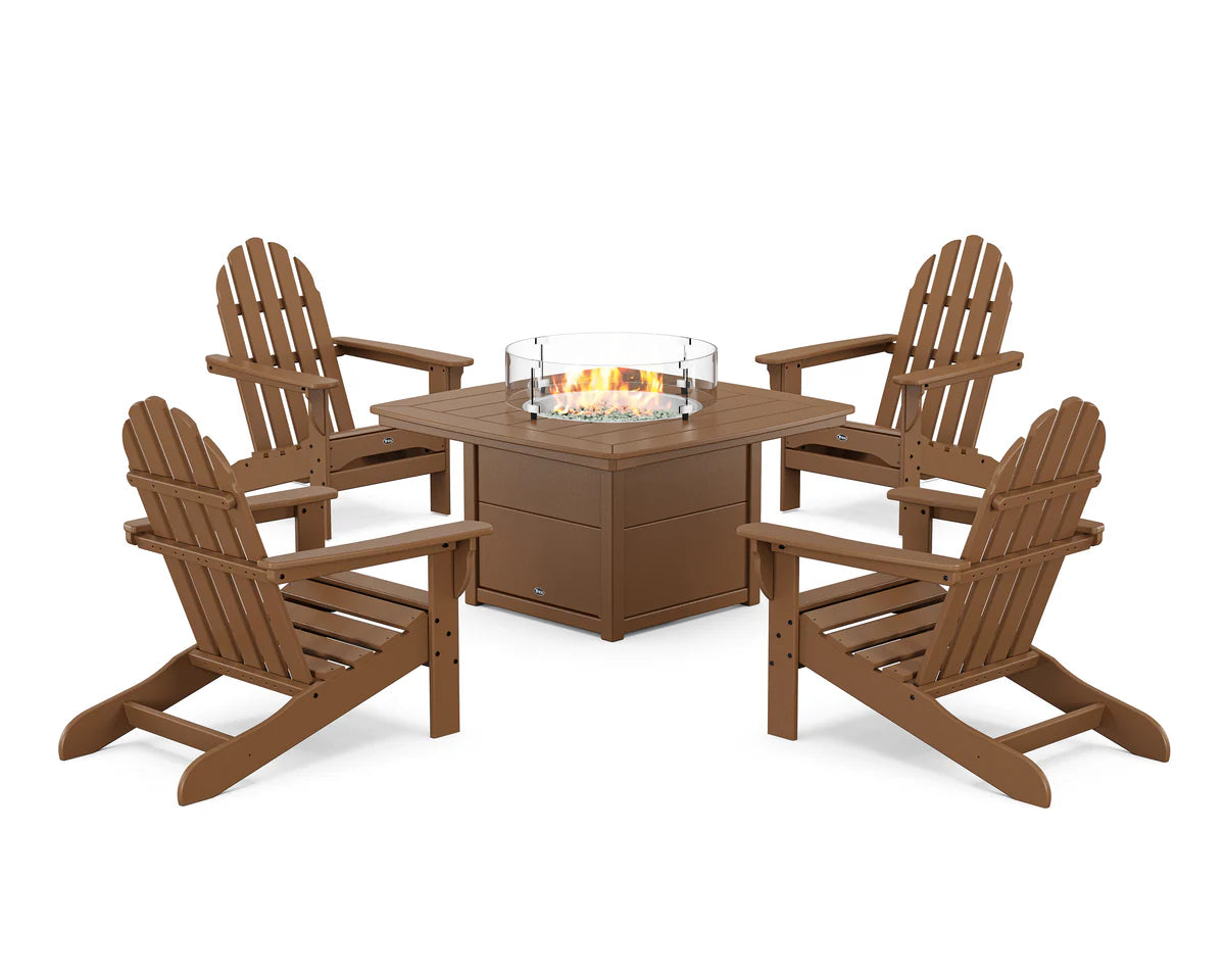 Cape Cod Adirondack 5-Piece Set with Yacht Club Fire Pit Table