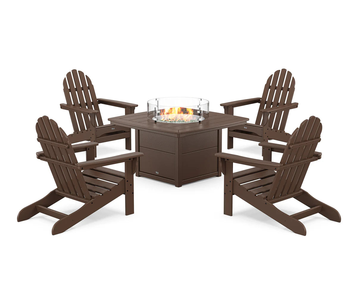 Cape Cod Adirondack 5-Piece Set with Yacht Club Fire Pit Table