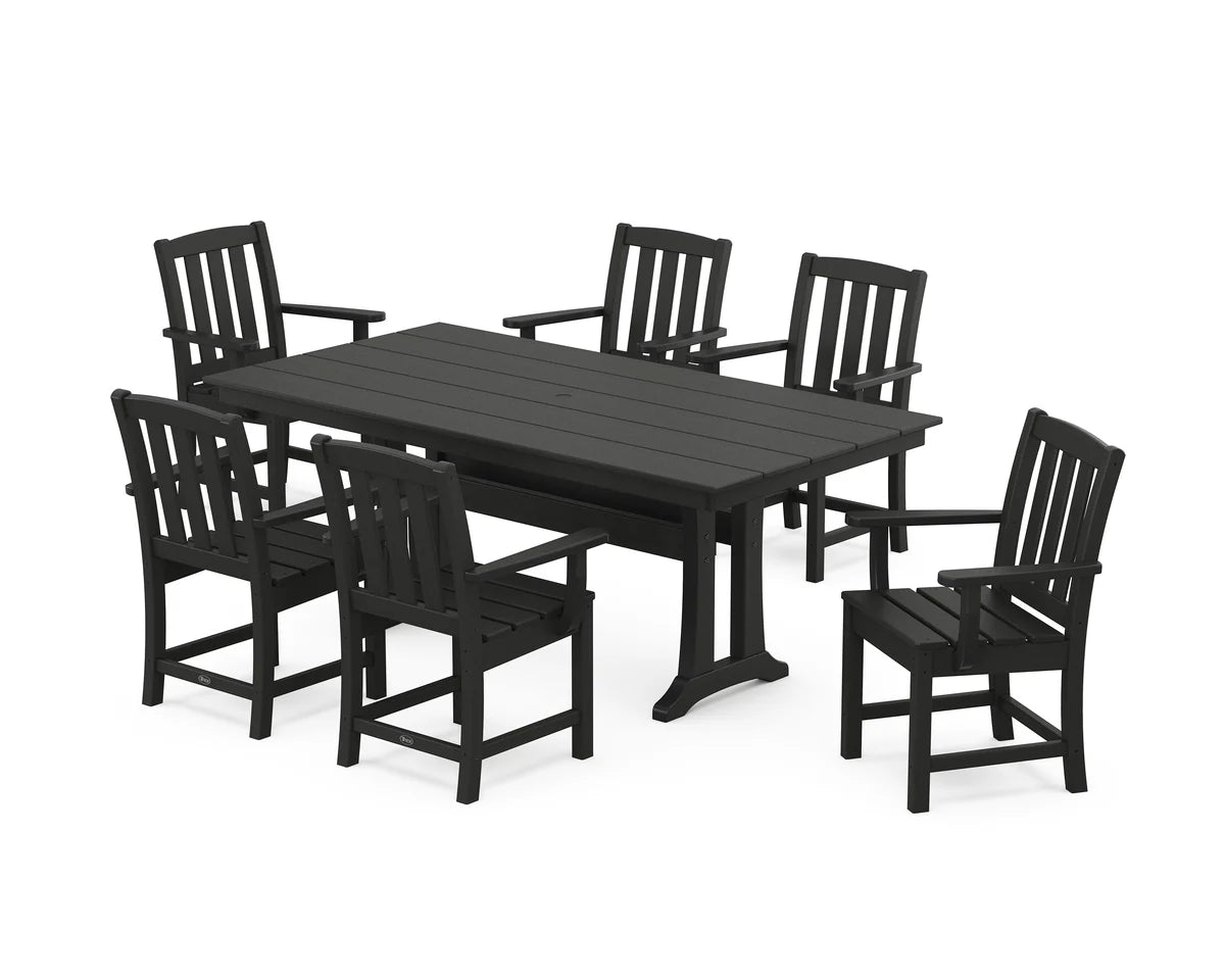 Cape Cod Arm Chair 7-Piece Farmhouse Dining Set with Trestle Legs