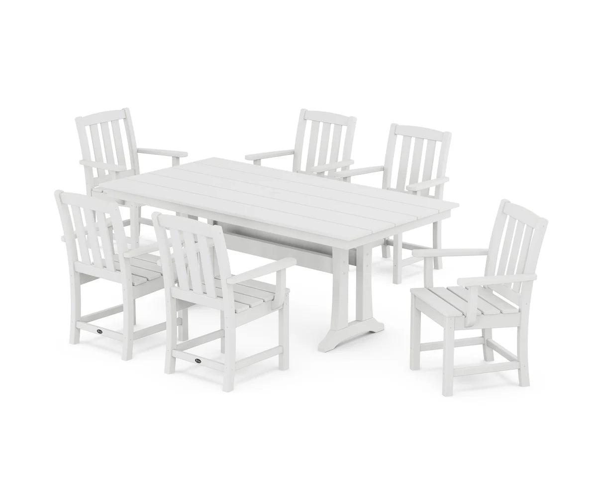 Cape Cod Arm Chair 7-Piece Farmhouse Dining Set with Trestle Legs